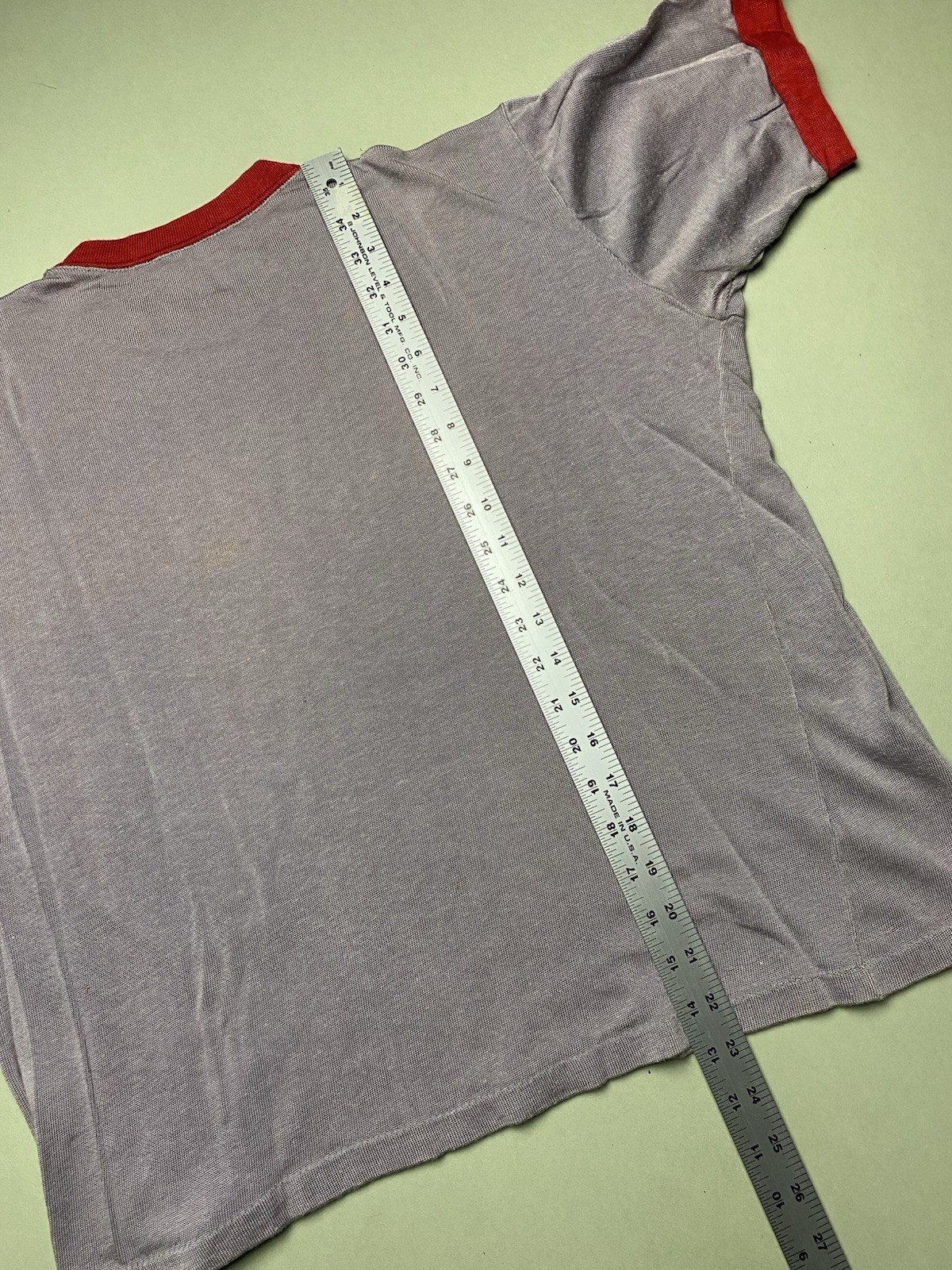 True Vintage 1970s Tribune Newspaper Ringer T-Shirt Single Stitch Acrylic Boxy