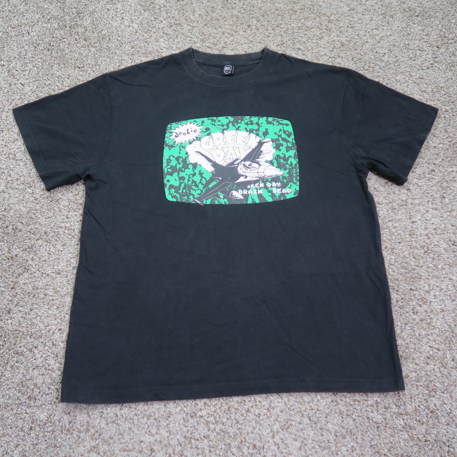 Brain Dead Shirt Mens Medium Black Green Day Dookie Jet Graphic Tee Band Collab