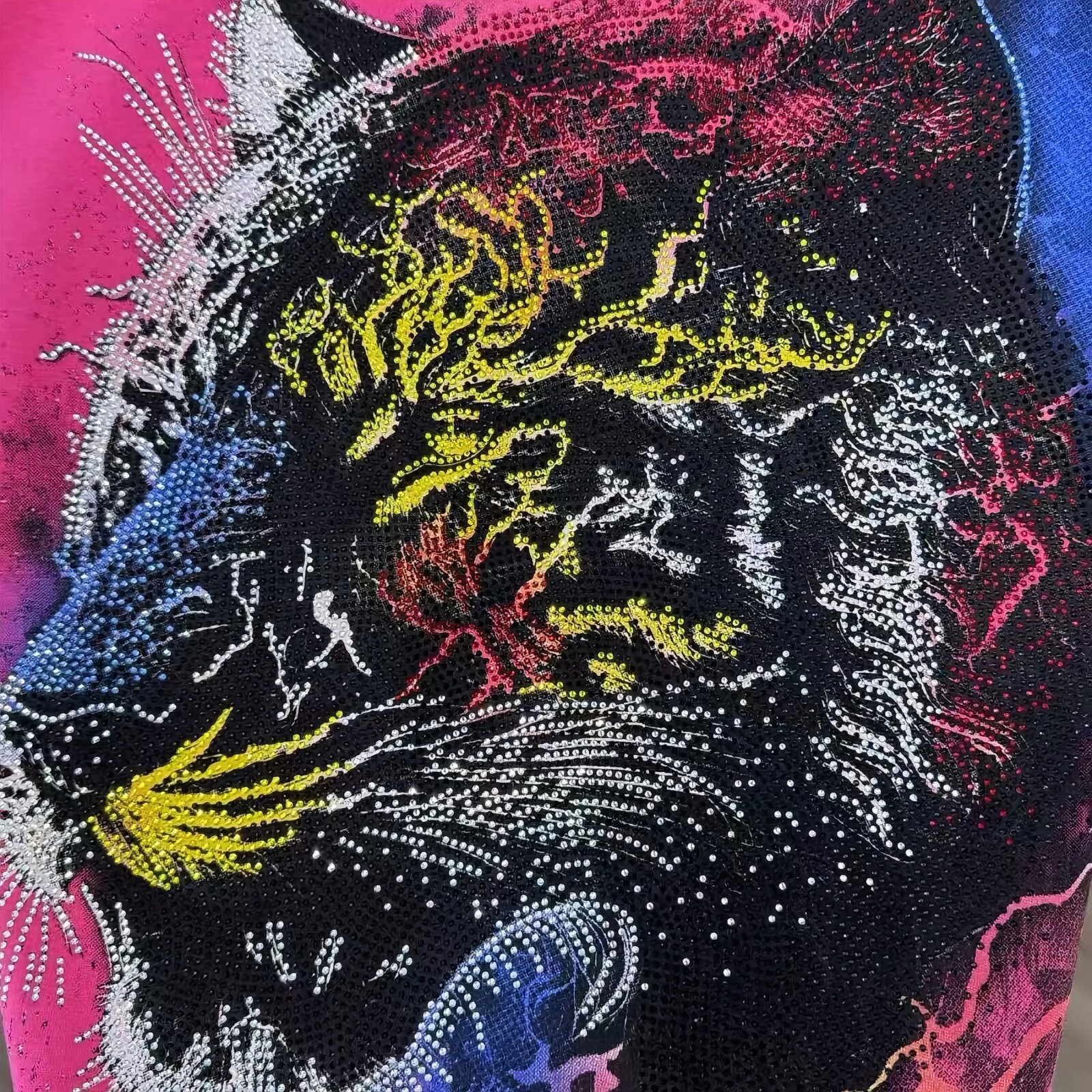 New Men Luxury Diamond Tiger Rhinestones Fashion T-Shirt High Quality 3 Colors