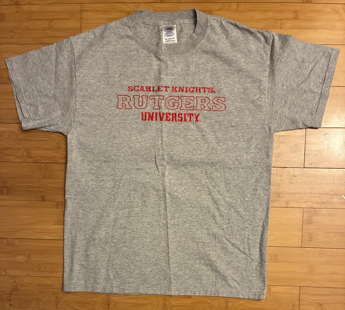Rutgers College Scarlet Knights Embroidered Gray T Shirt Size Men Medium