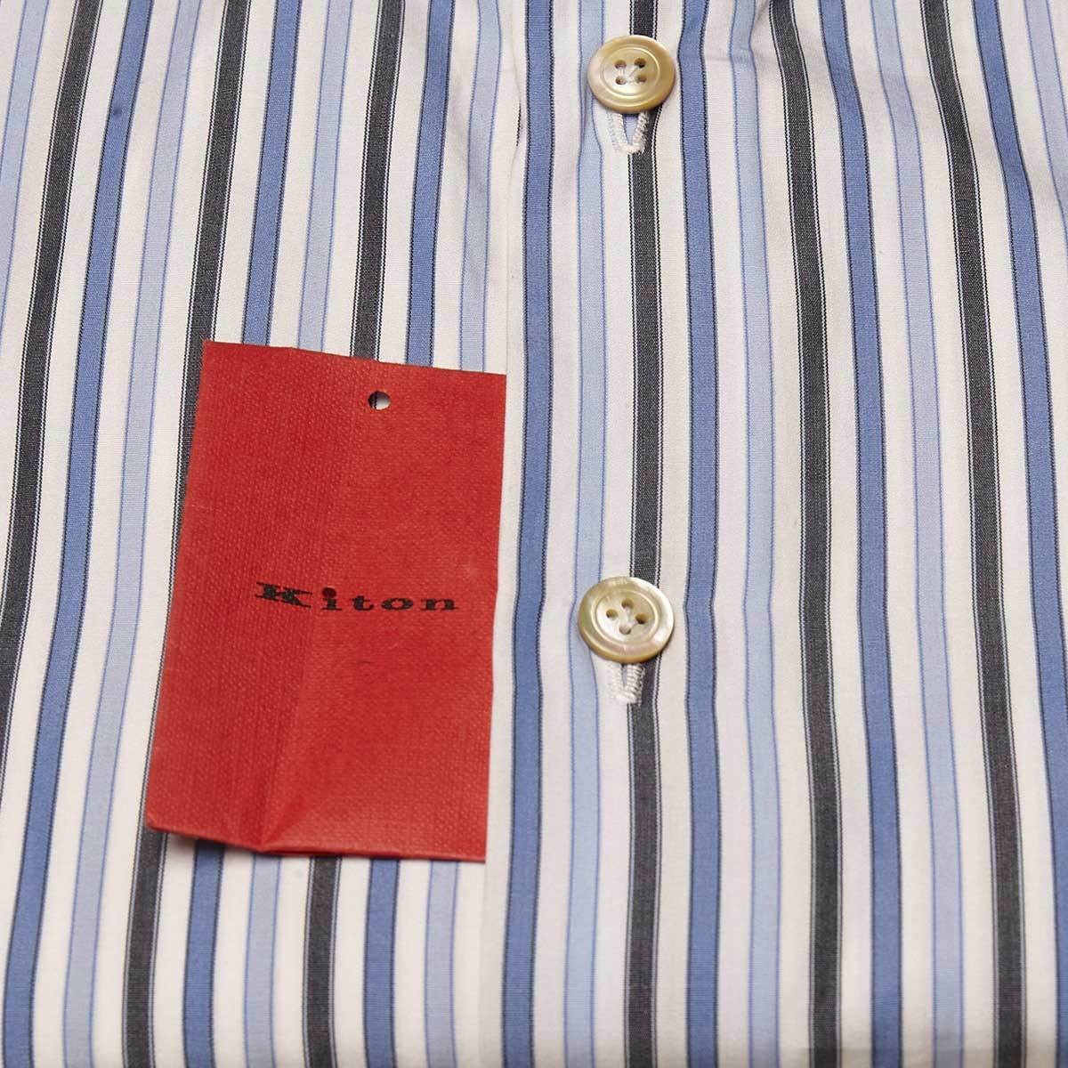 NEW KITON MULTICOLOR COTTON SHIRT US 18 – EU 46 MUL