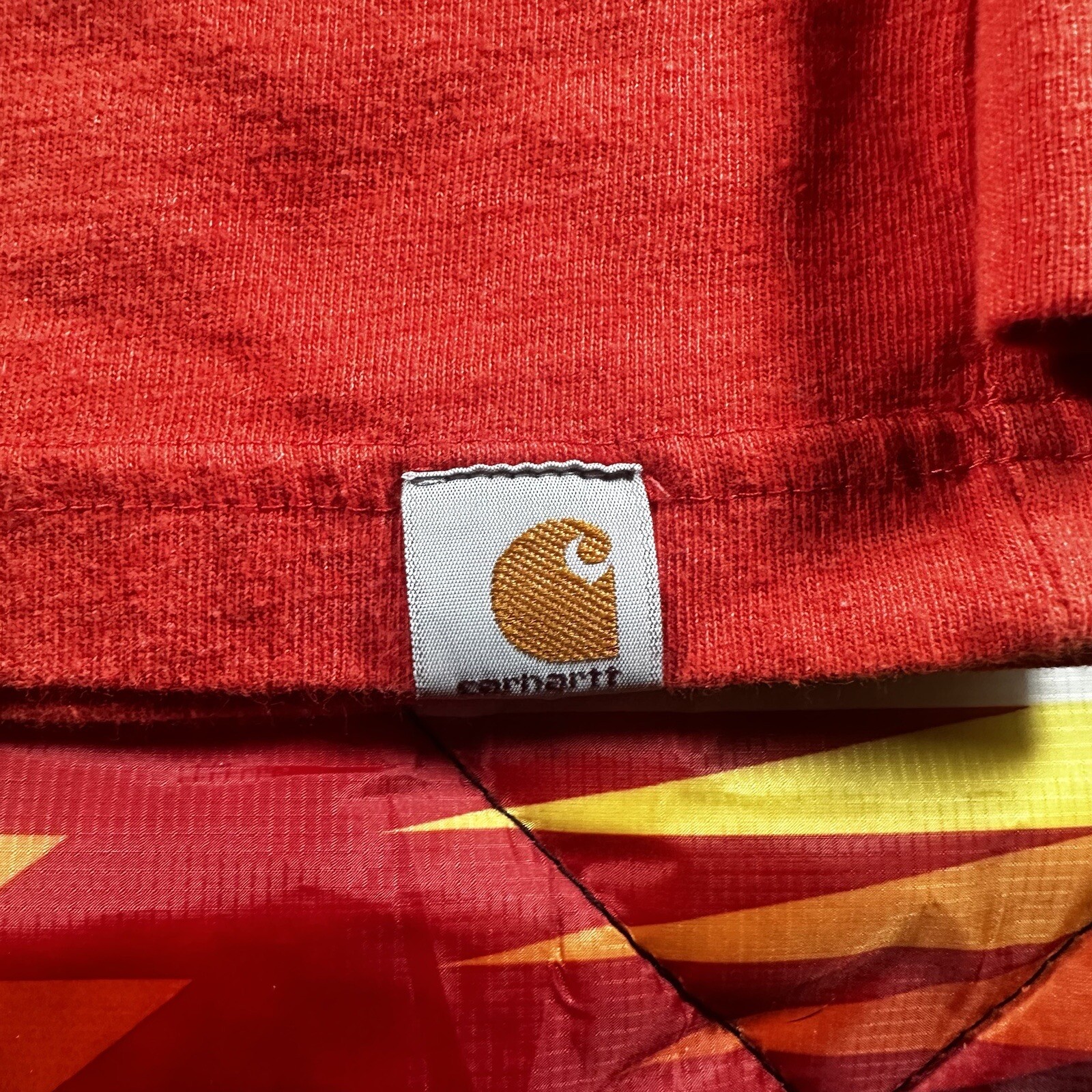 Carhartt Long Sleeve T Shirt Size 2XL Red Graphic Logo Cotton Relaxed Fit Gear