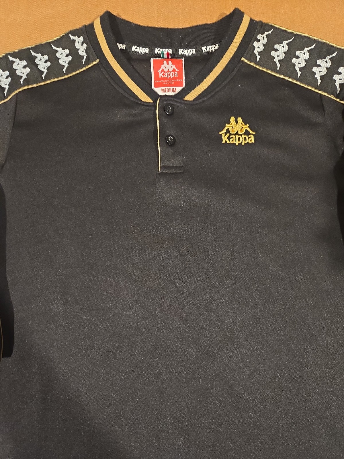 VTG 90s Y2K Kappa Men&rsquo;s M Black Taped Logo Long Sleeve Soccer Football T-Shirt