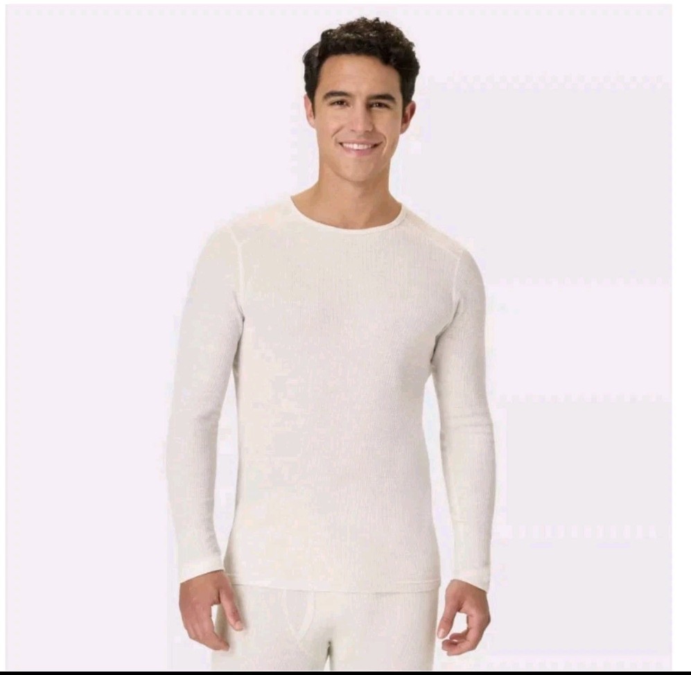 Hanes Men&rsquo;s Waffle Knit Thermal Shirt Long Sleeve MEDIUM NWT