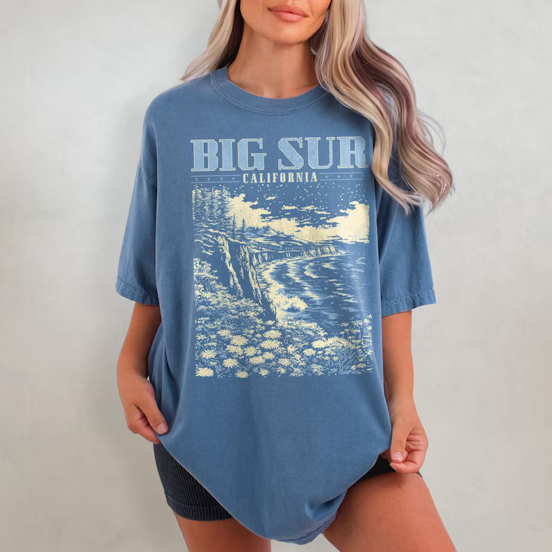 Big Sur Retro Comfort Tee California Coast Nature Outdoors Travel