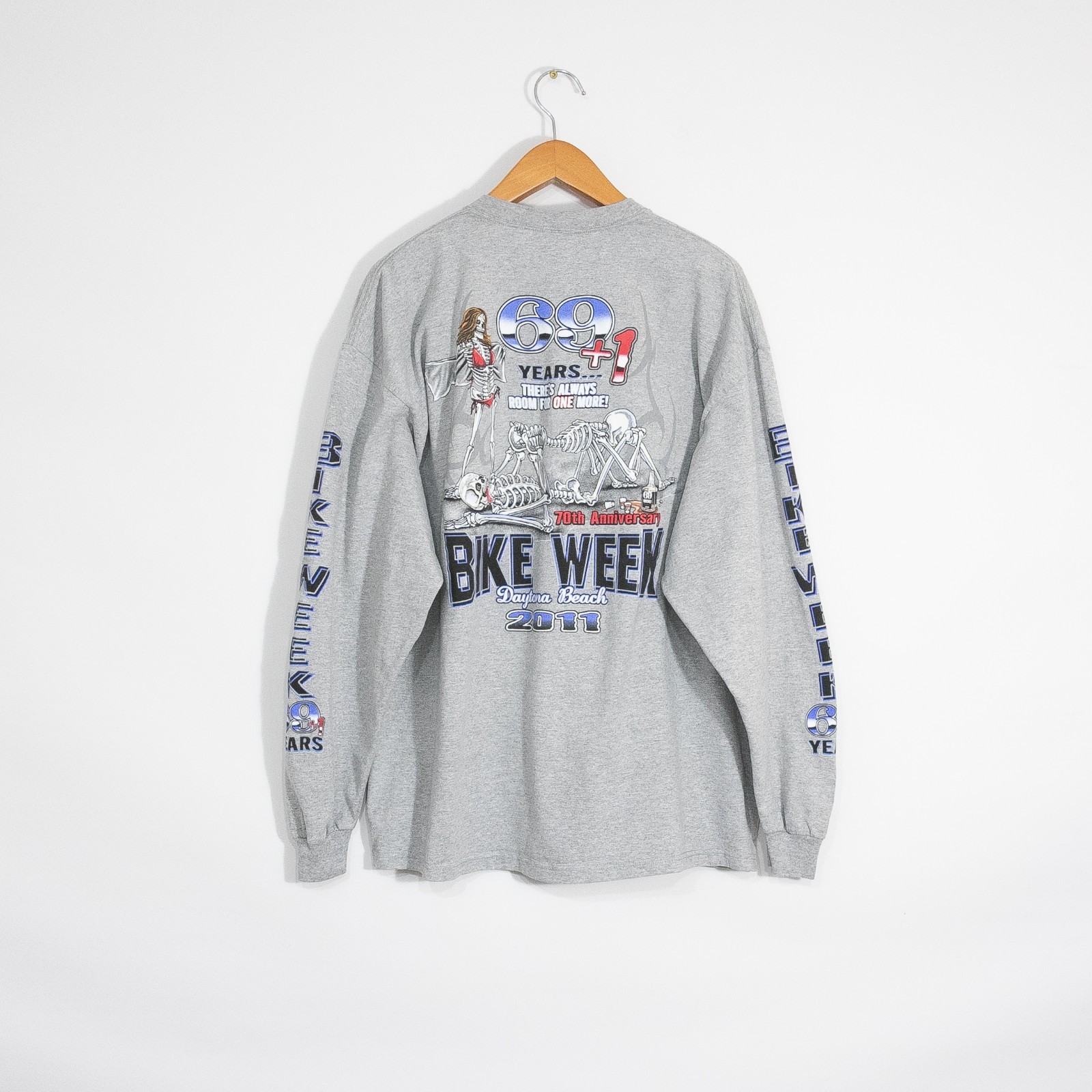 Daytona Bike Week Funny Biker T Shirt 2XL – Florida Long Sleeve Distressed Gray