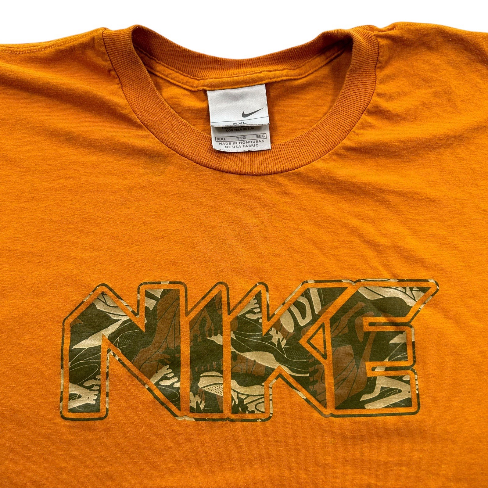 Vintage y2k Nike Camo Graphic Shirt Size 2XL Retro OG Spellout Logo Sports Skate