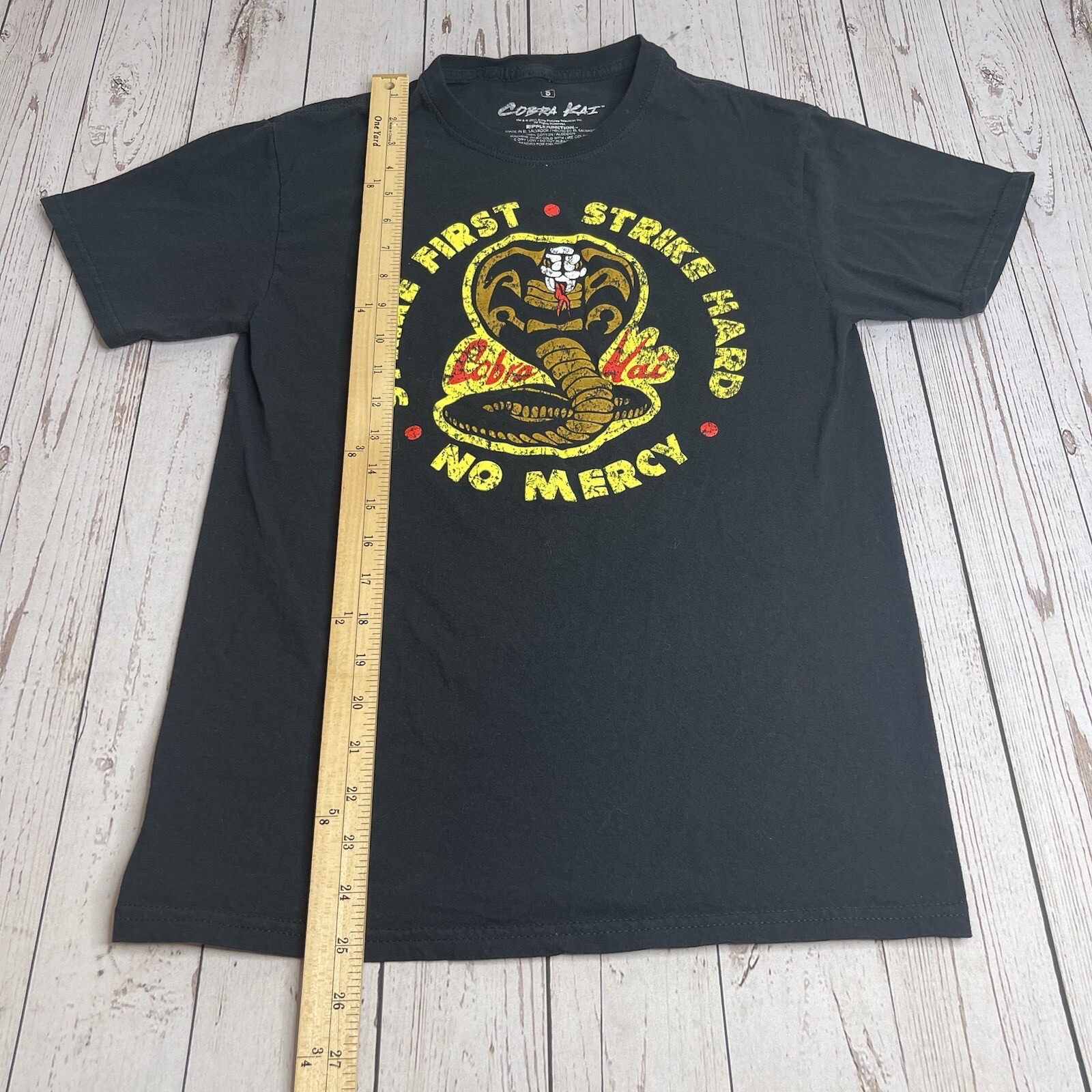 Cobra Kai Graphic T Shirt Mens Small Strike First Strike Hard No Mercy Tee