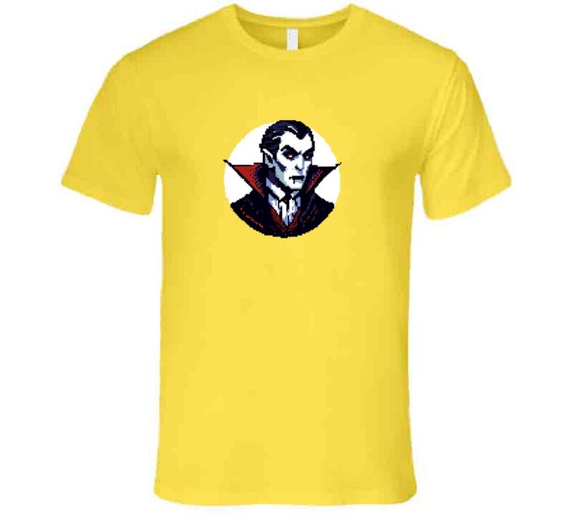 Dracula Vampire Retro Pixel Art 8 Bit Design Graphic Rare Gift T Shirt