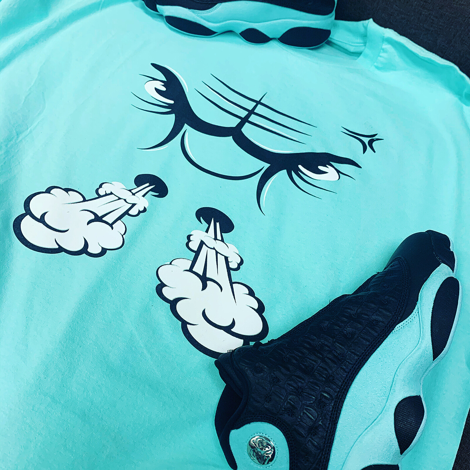 Shirt Match Jordan 13 Island Green 5 Retro 5 13 Shoes – Raging Face Tee