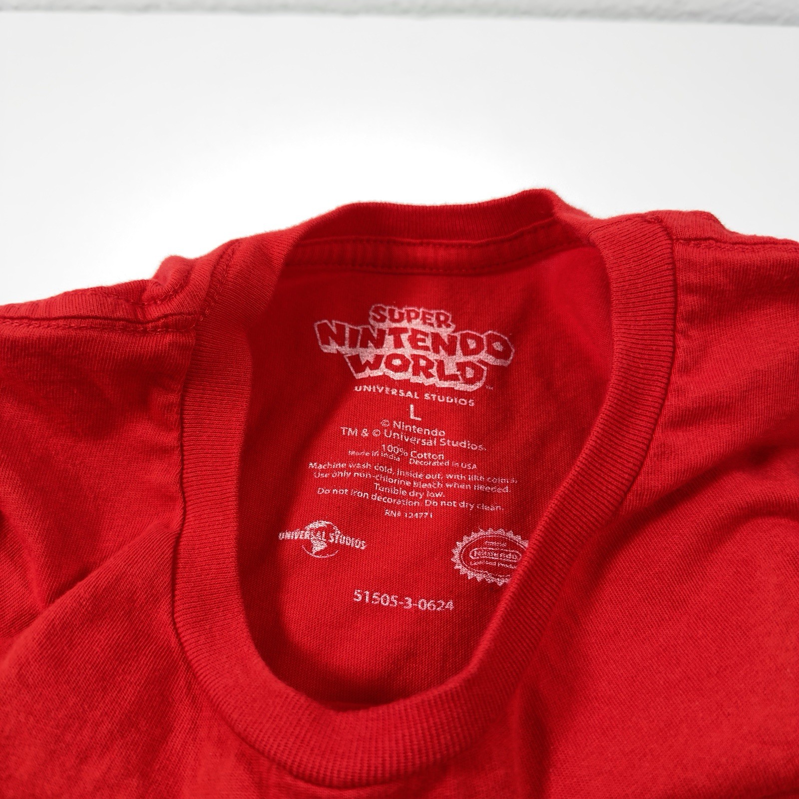 Super Nintendo World Player 1 Mario Mens Size L T-Shirt Red Short Sleeve
