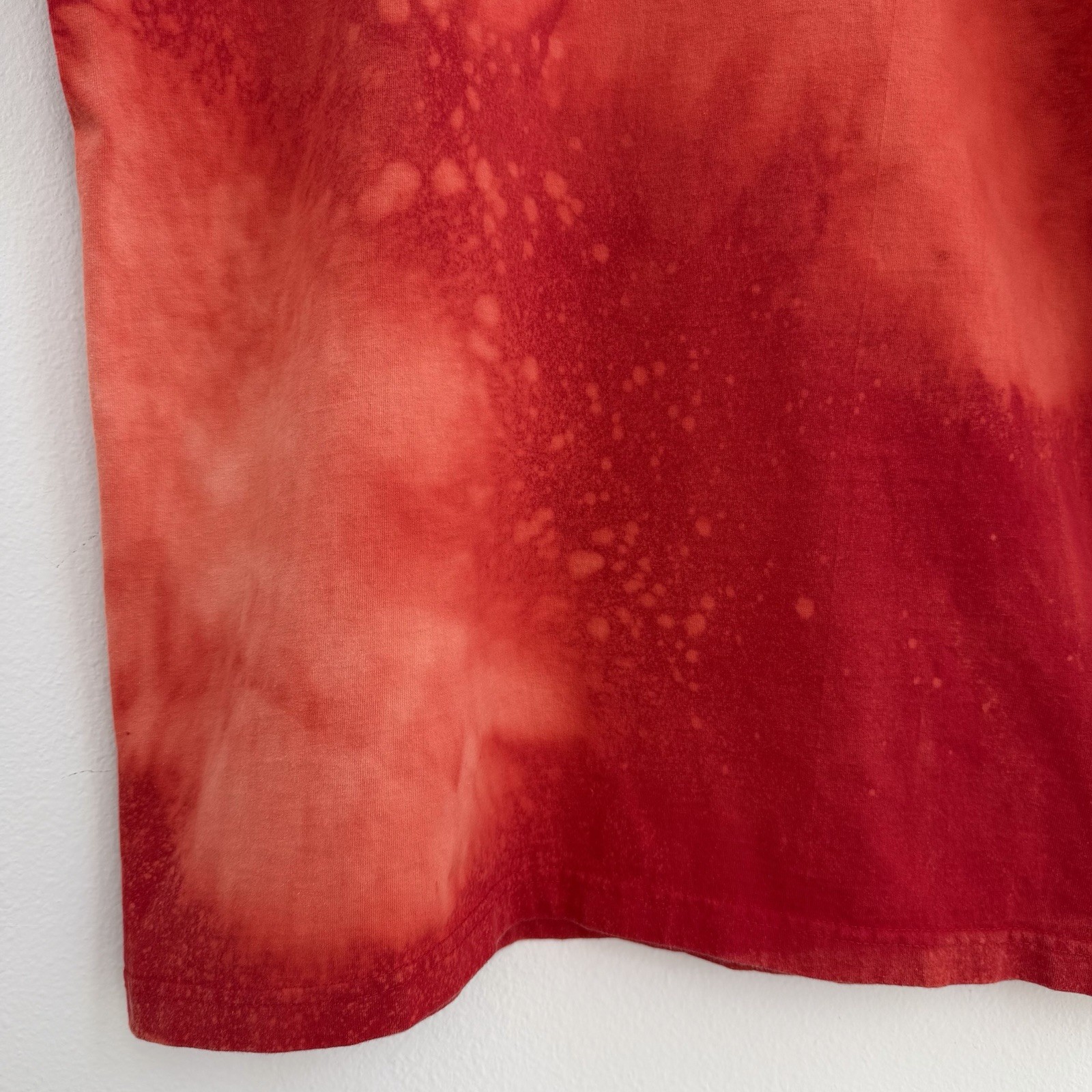 Custom Bleached Red T Shirt XL Tall Acid Wash Distressed Streetwear 100% Cotton