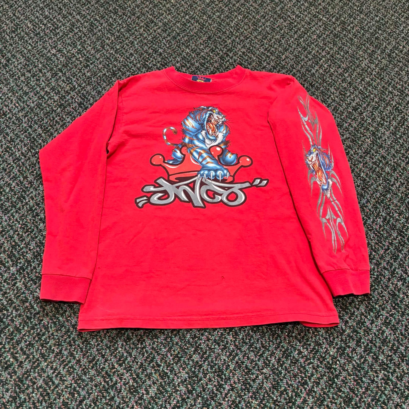 Vintage Youth JNCO Jeans Tribal Tiger Red Longsleeve Shirt Medium