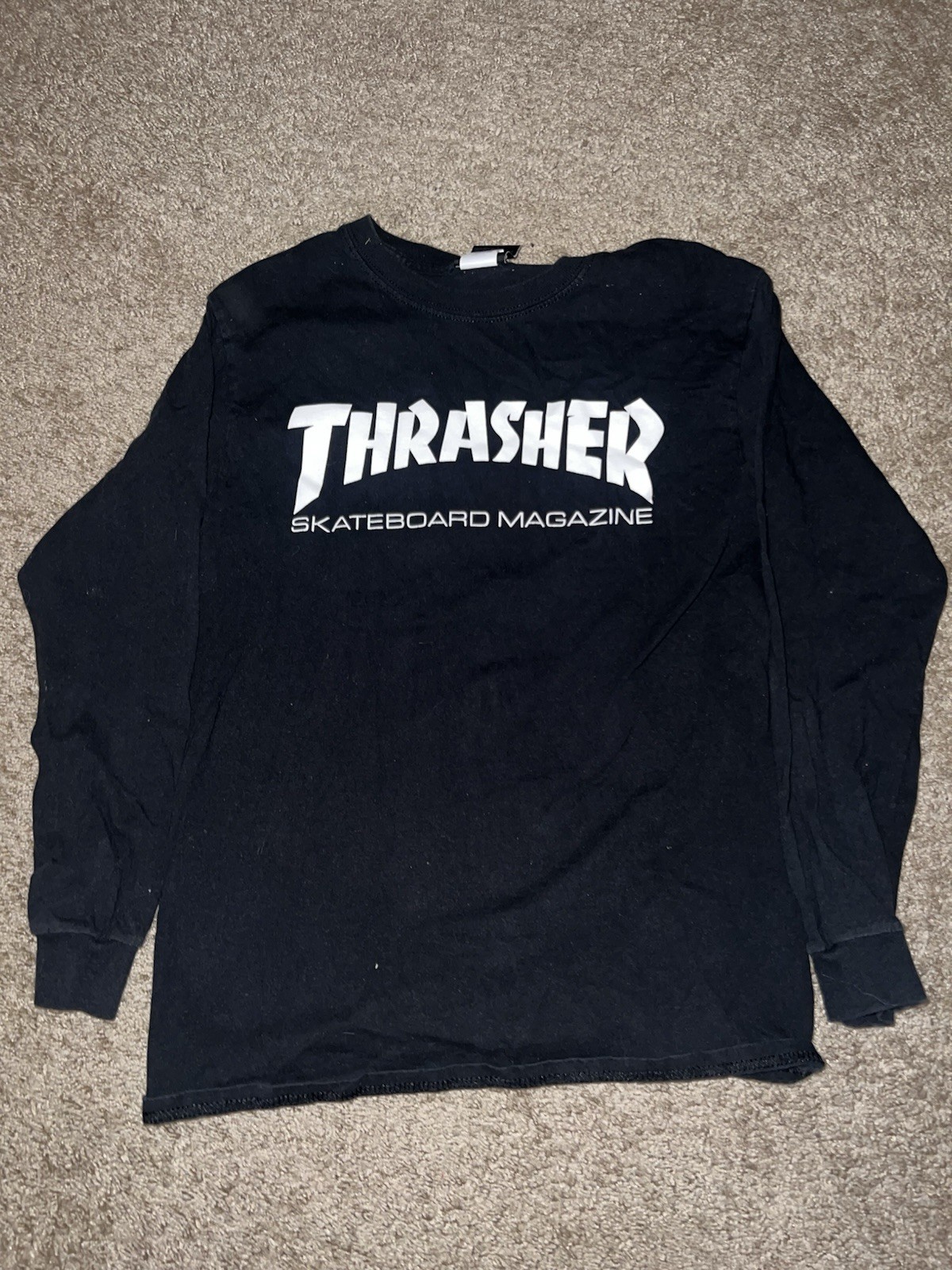 Thrasher Skateboard Magazine Mag Logo Men&rsquo;s Long Sleeve T-Shirt Black Size Small