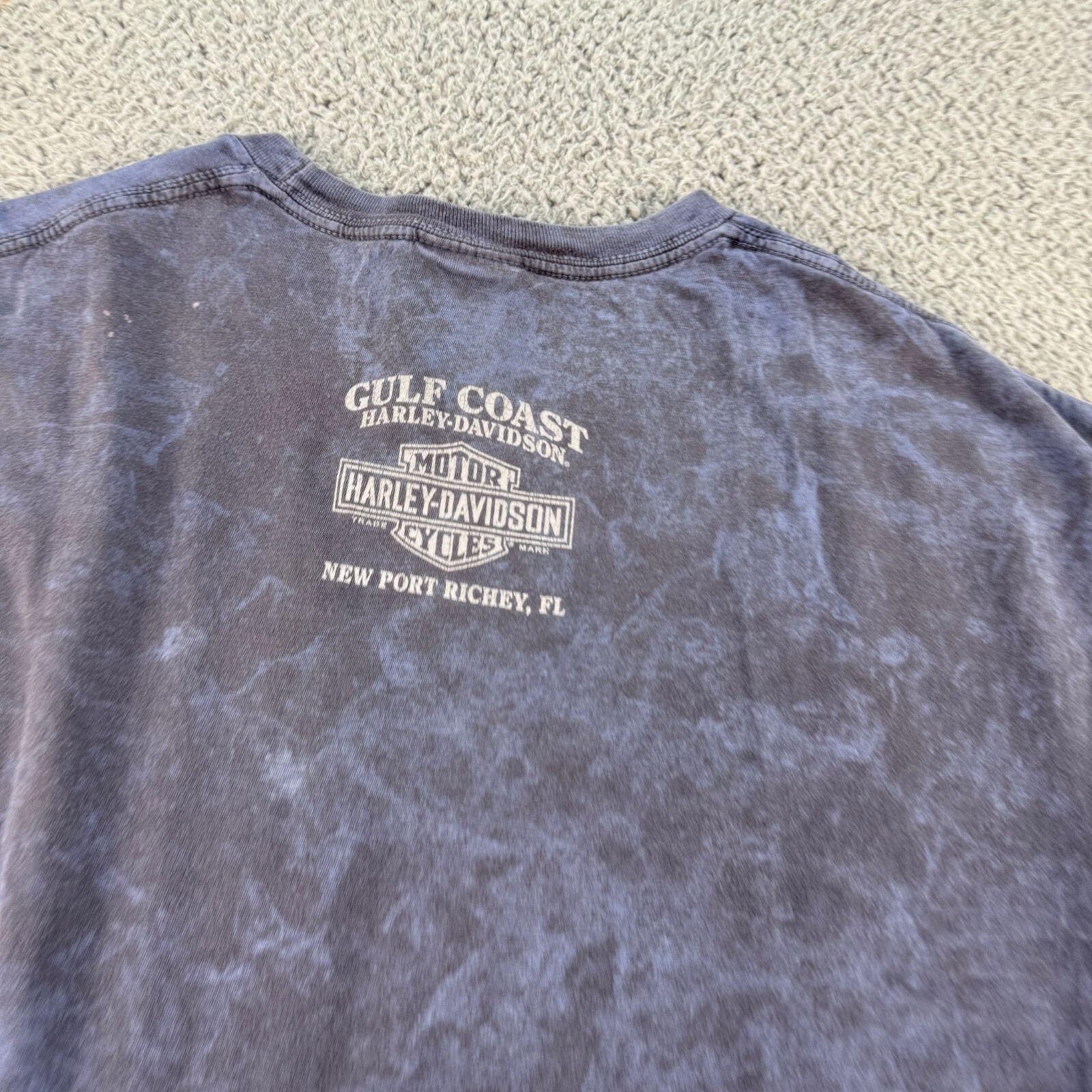 Harley Davidson Shirt Mens Large Blue Respect Gulf Coast Florida Motorcycles