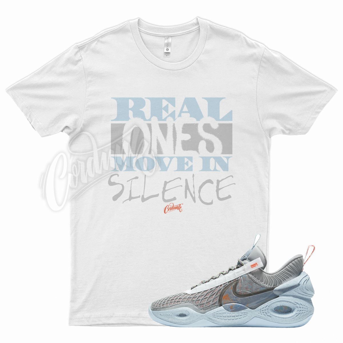White REAL ONE T Shirt for N Cosmic Unity Space Hippie Particle Grey Blue Max