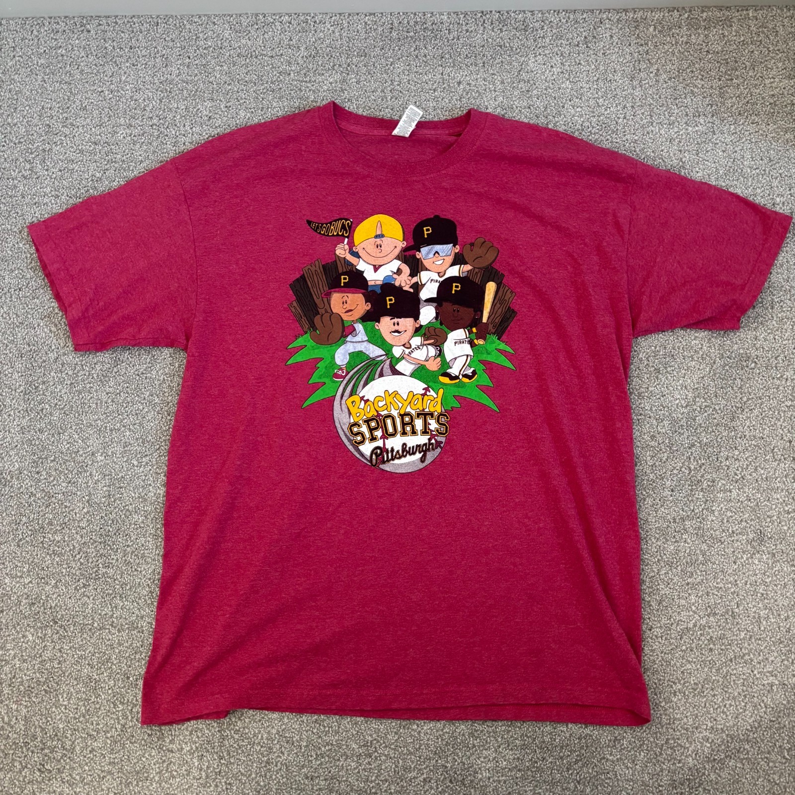 M&O Backyard Baseball Sports Pittsburgh Pirates T Shirt XL Graphic Sugardale Red