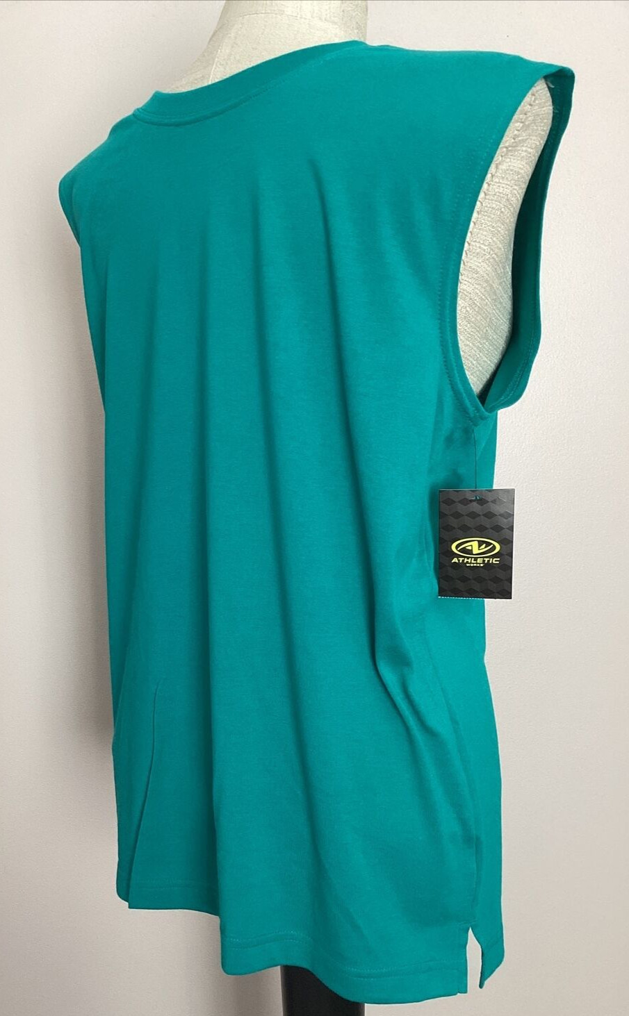 ATHLETIC WORKS DRIWORKS COOL TURQUOISE TRI BLEND MUSCLE Tank Sz L