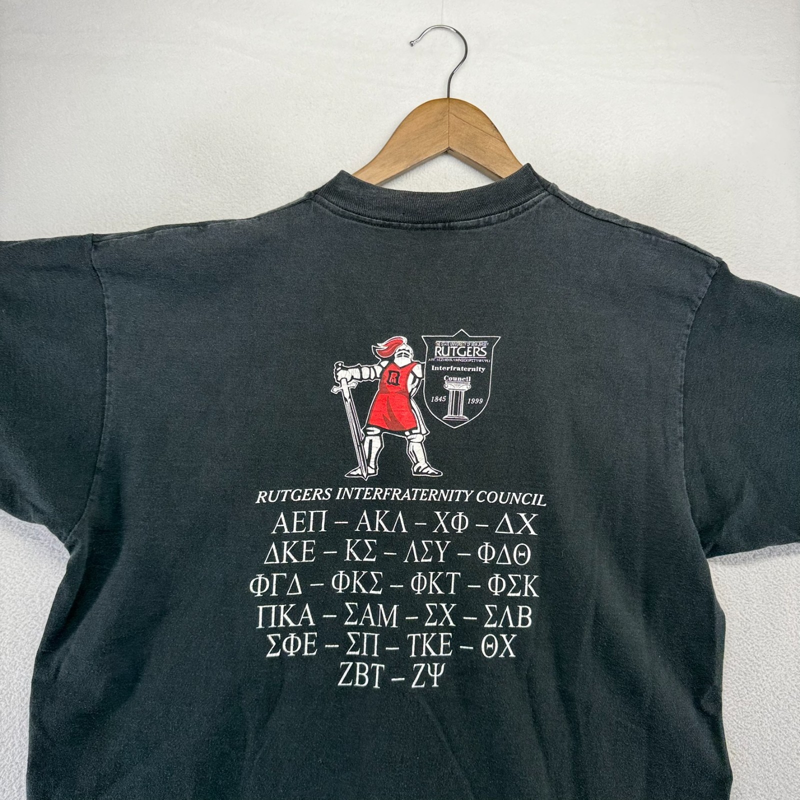 Vintage Rutgers University Shirt mens XL Black Frat Fraternity Single Stitch 90s