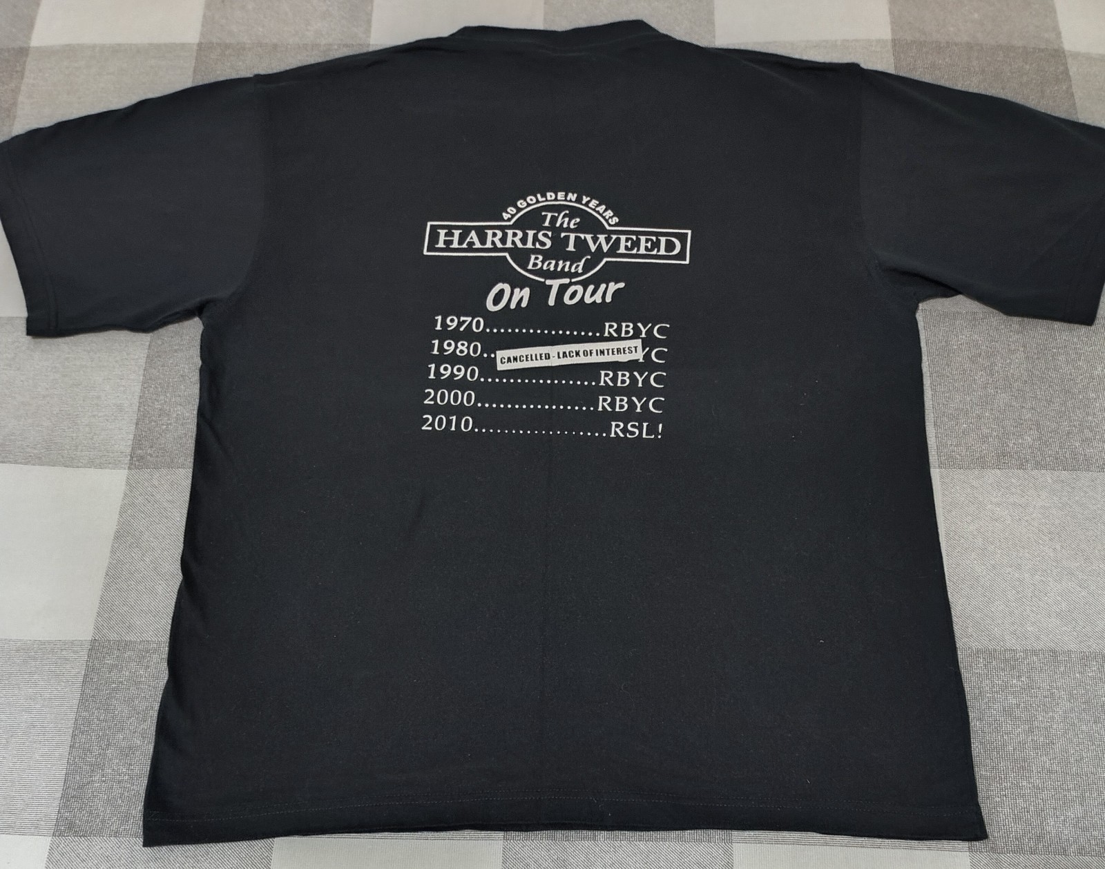 The Harris Tweed Band 40 Golden Years 1970-2010 Tour T-shirt Black Large Vintage