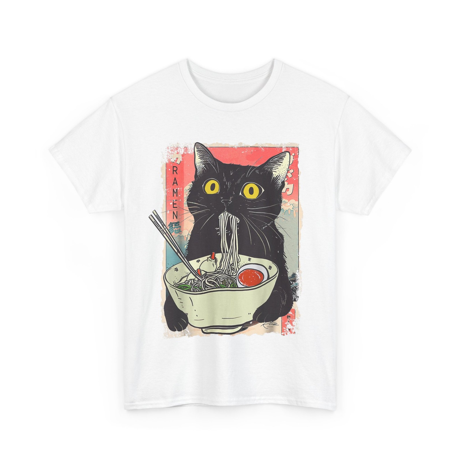 Funny Cat Ramen Noodle Japanese Anime Manga Ramen Kawaii Cat T-Shirt