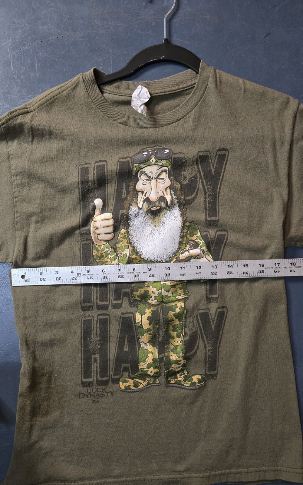 Duck Dynasty Shirt Phil Robertson Men’s Medium Olive Green Happy Happy Happy