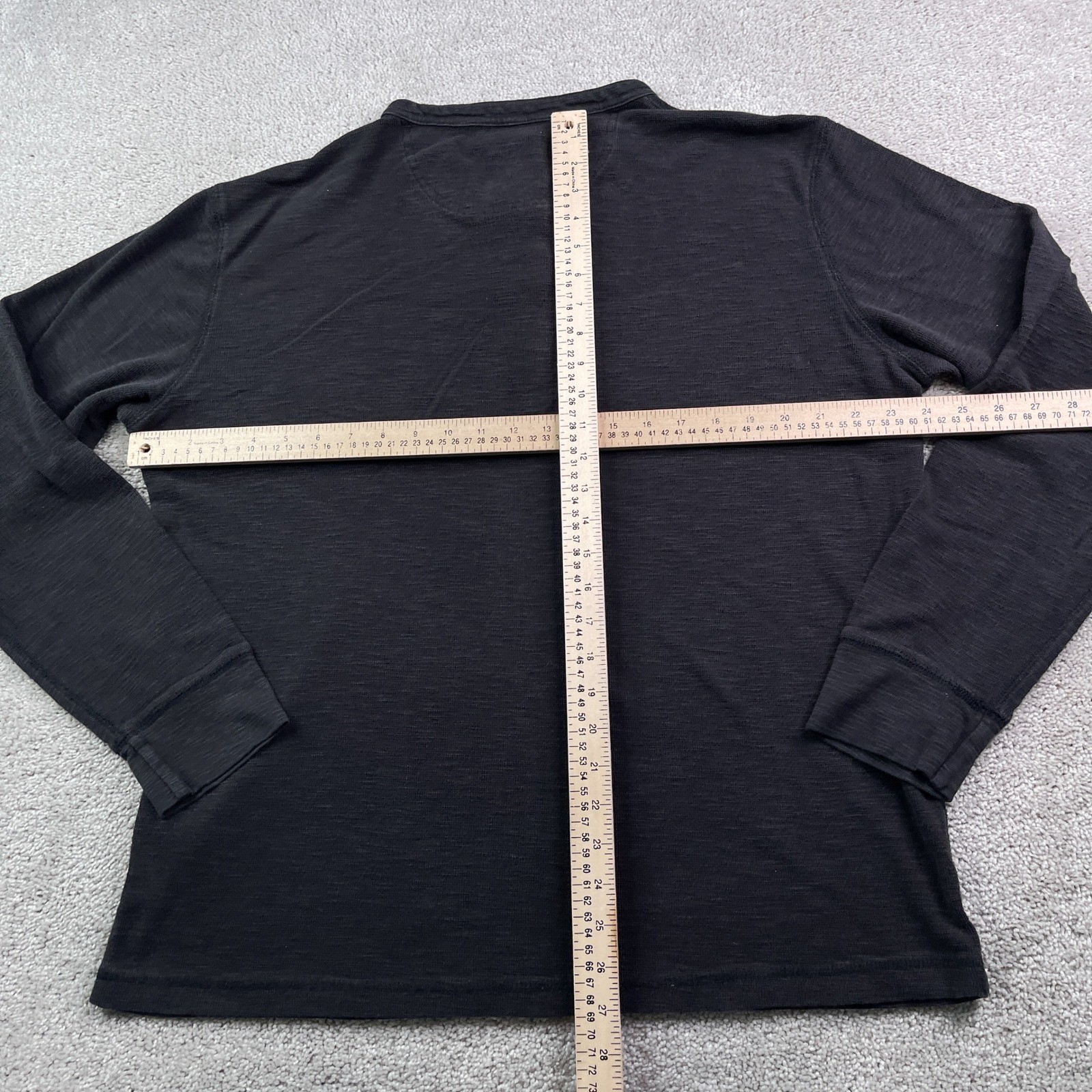 Timberland Henley Shirt Mens XL Black Mini Waffle Long Sleeve Cotton Casual Logo