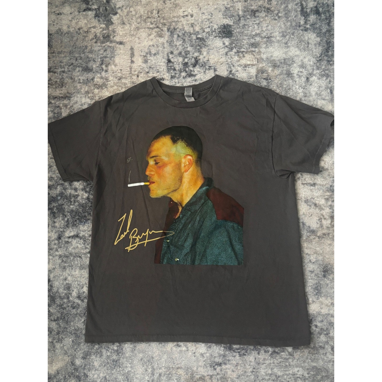 Zach Bryan Heavy Cotton Smoking Man T Shirt Graphic Print Large Cigarette