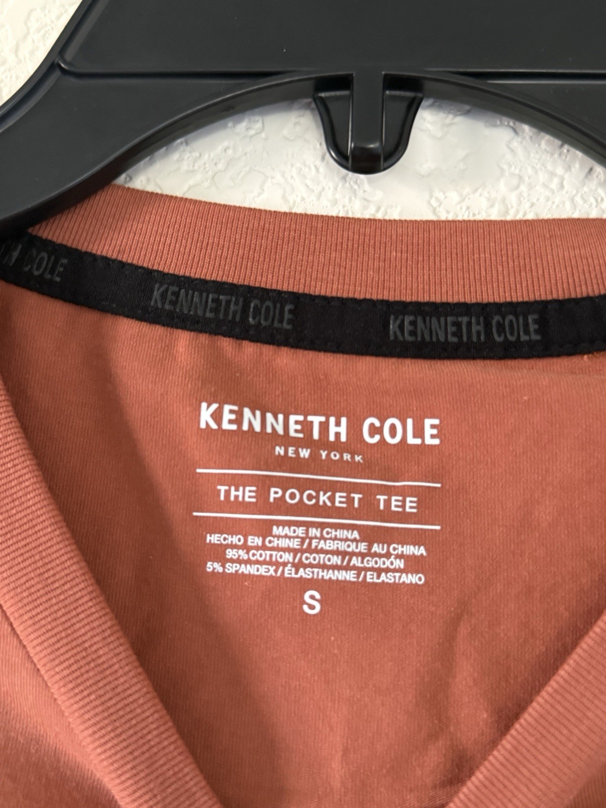 Kenneth Cole Small Rust Tech Pocket T-Shirt Super Soft Flex UPF 50+