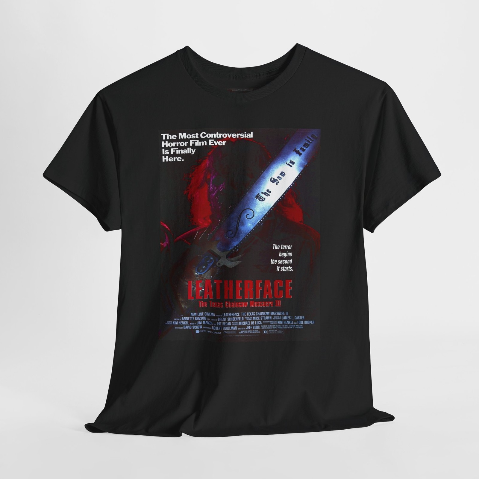 Leatherface Tex Chainsaw 3 1990 Retro Movie Poster Horror Unisex Graphic T-Shirt