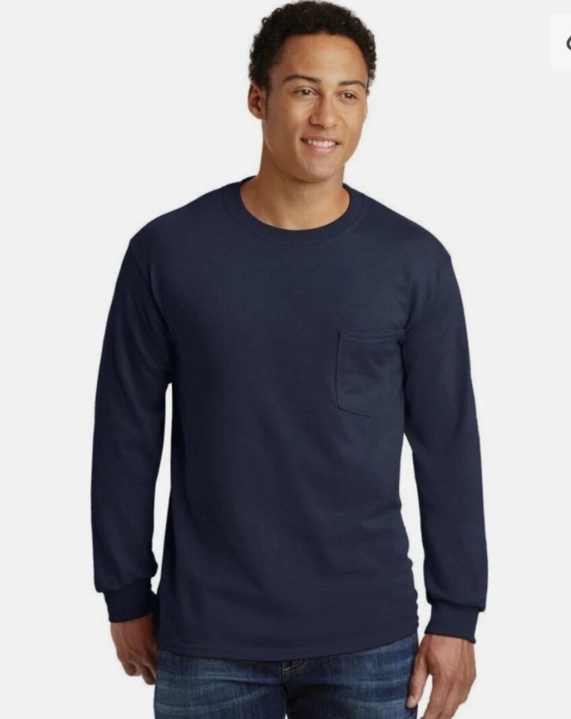 Gildan Men&rsquo;s Ultra Preshrunk Cotton Crew Neck T-Shirt XL Navy Long Sleeves