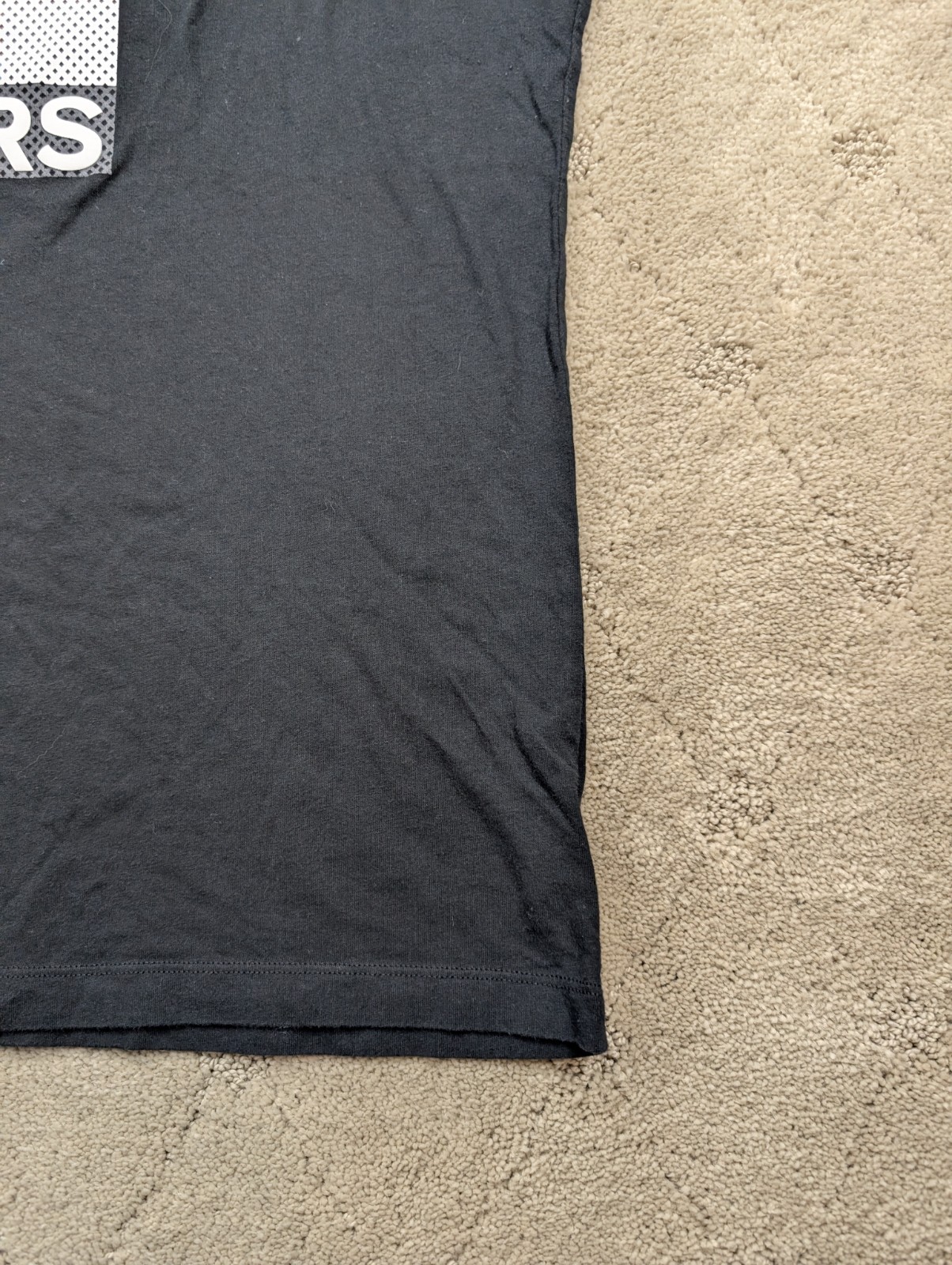 MICHAEL KORS Men’s (3XL) Black Crewneck Cotton T-Shirt Square 3D Textured Logo