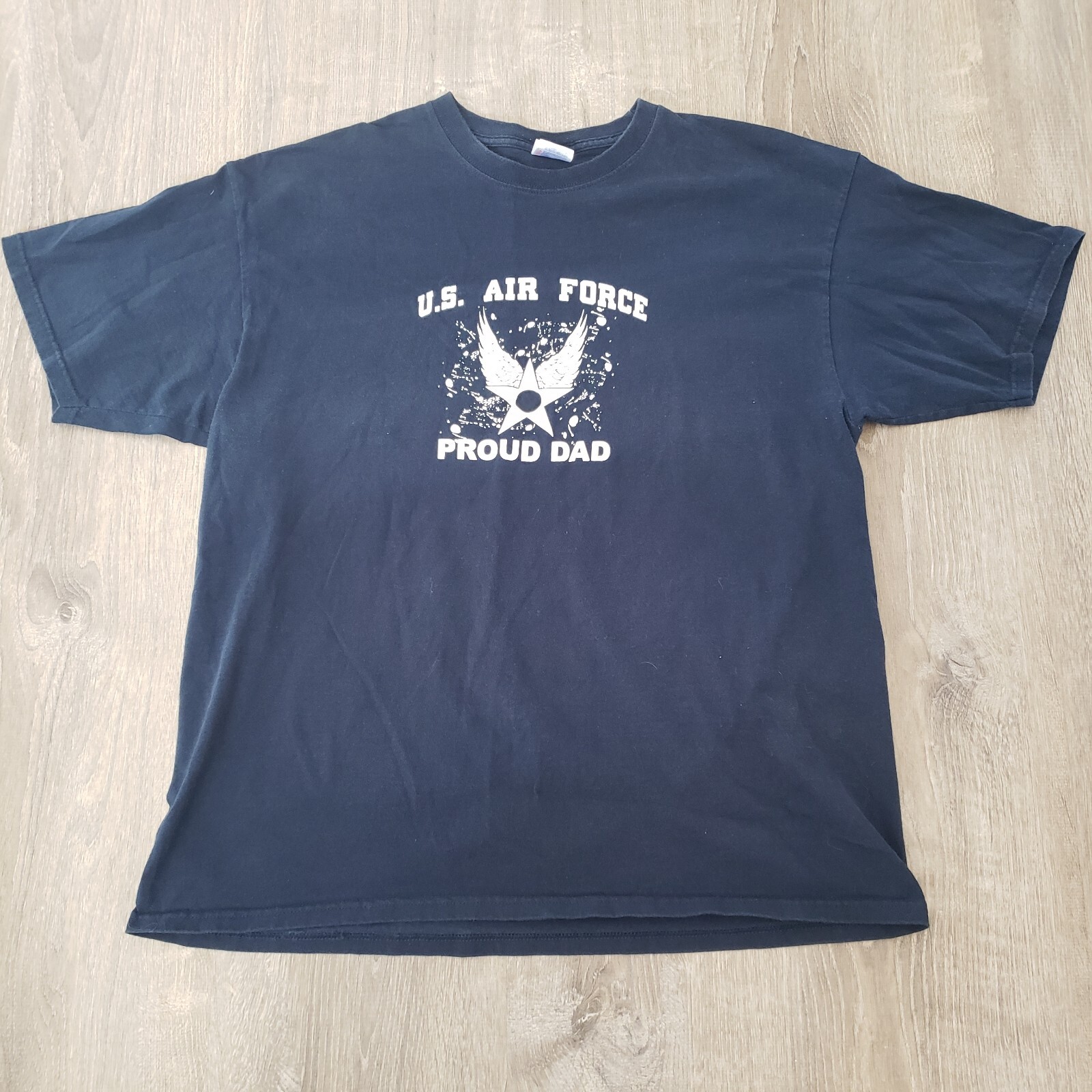 Vintage Y2K US Air Force Proud Dad Yazbek Tag Graphic Short Sleeve Shirt Size XL
