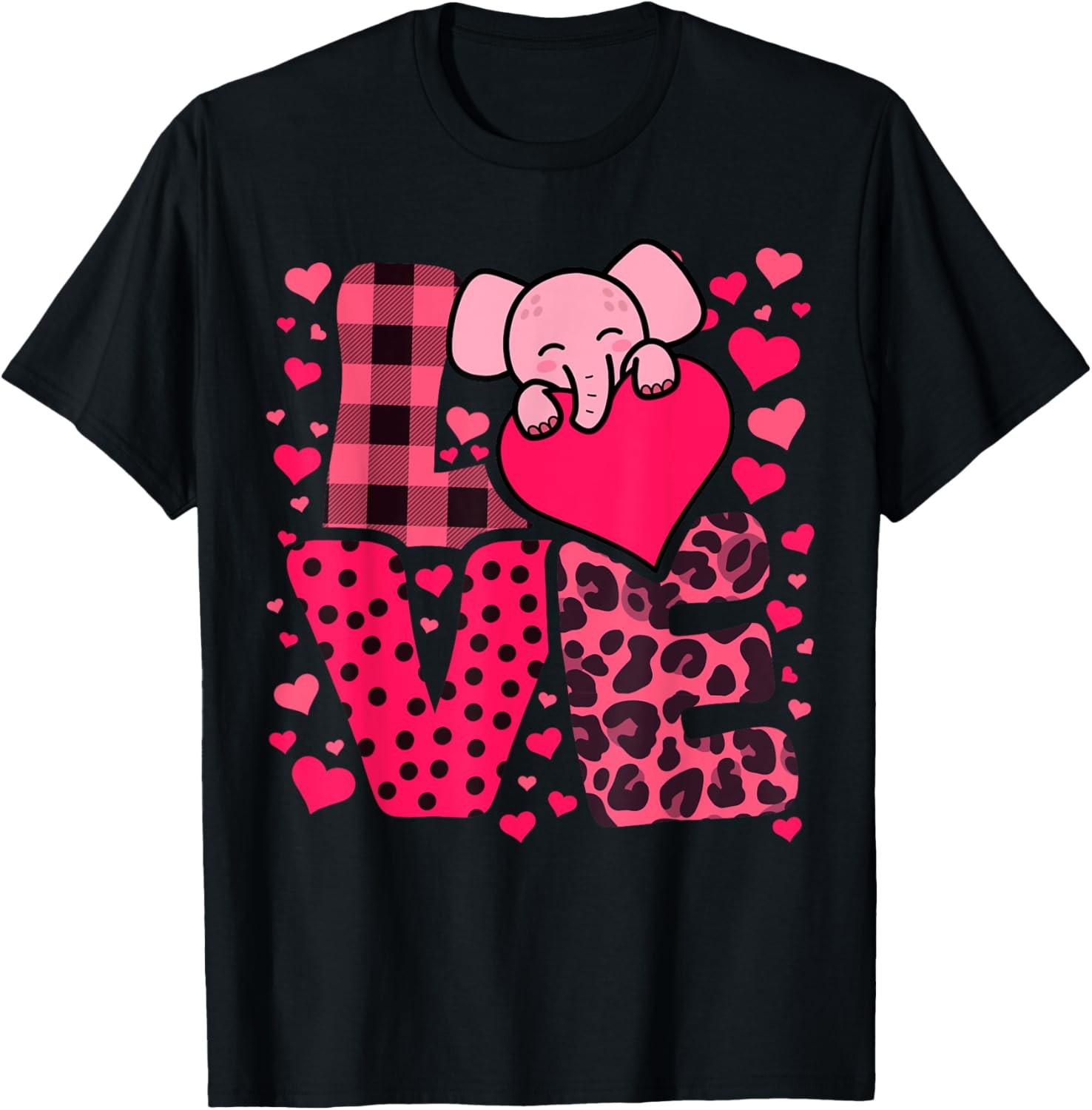 Cute Kawaii Valentine Elephant Love Hearts Valentines Day T-Shirt