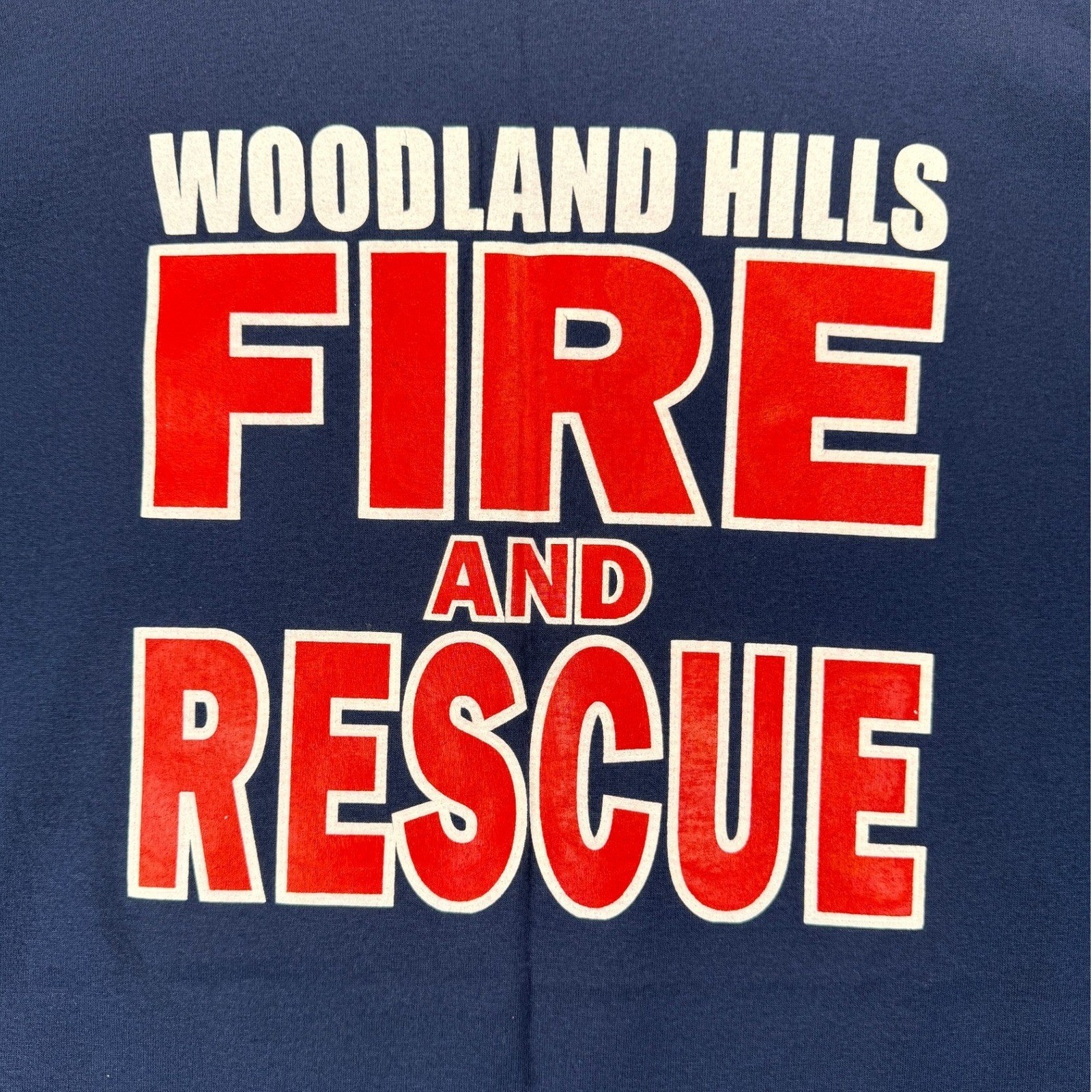 VTG Port and Company Mens Woodland Hills Fire and Rescue T-Shirt Navy XL