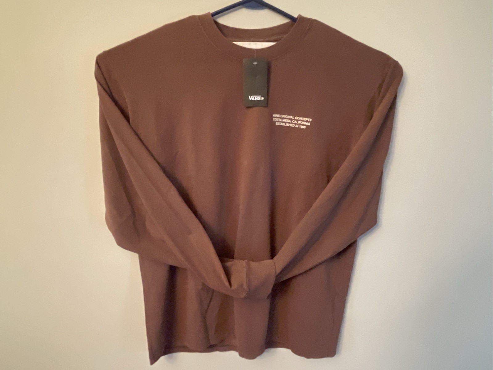 VANS Original Concepts Long Sleeve T-Shirt Brown/White Men&rsquo;s Size XL NEW