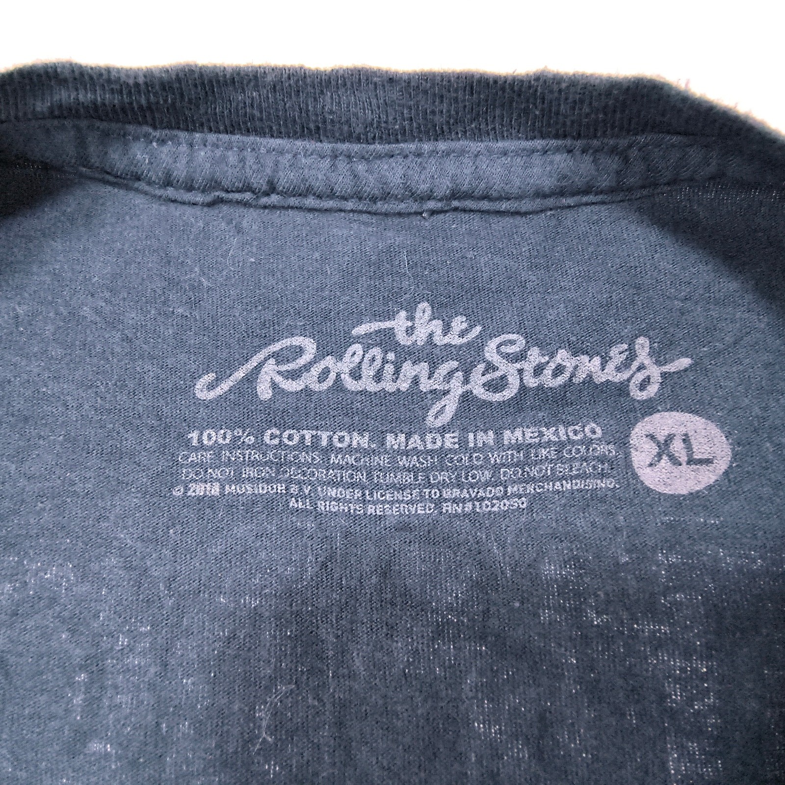 The Rolling Stones Long Sleeve Band Crew Neck T Shirt Mens Size XL Navy