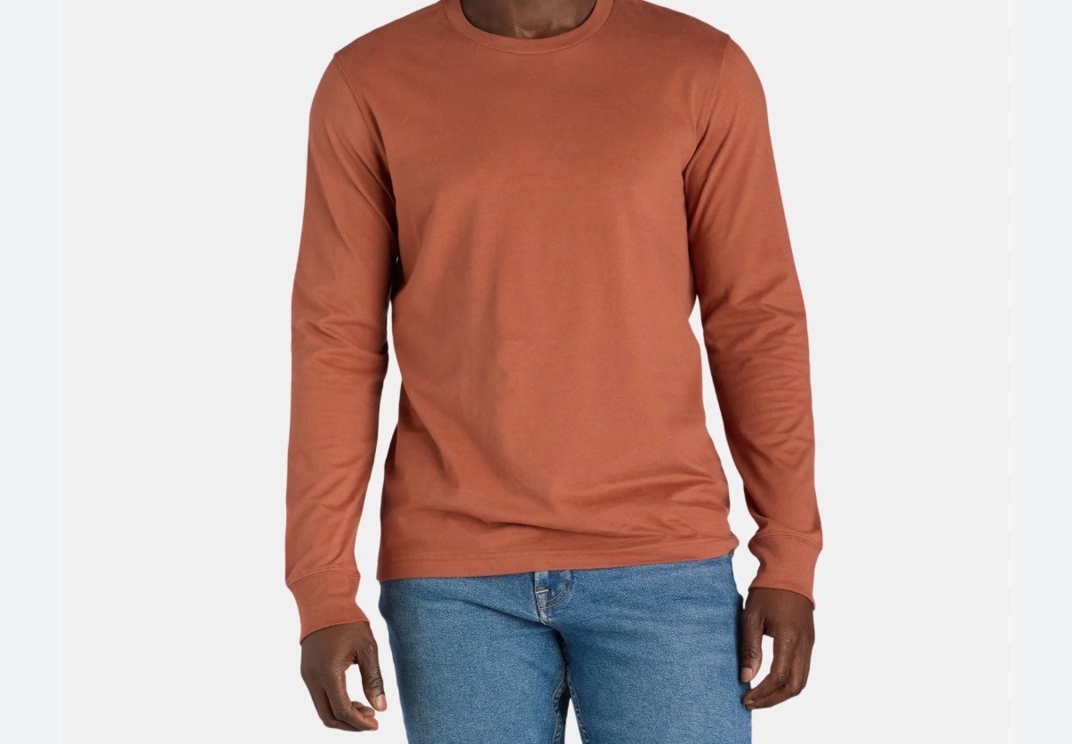 George Men&rsquo;s Long-Sleeve Crew Tee Rust Brown size l soft fabric