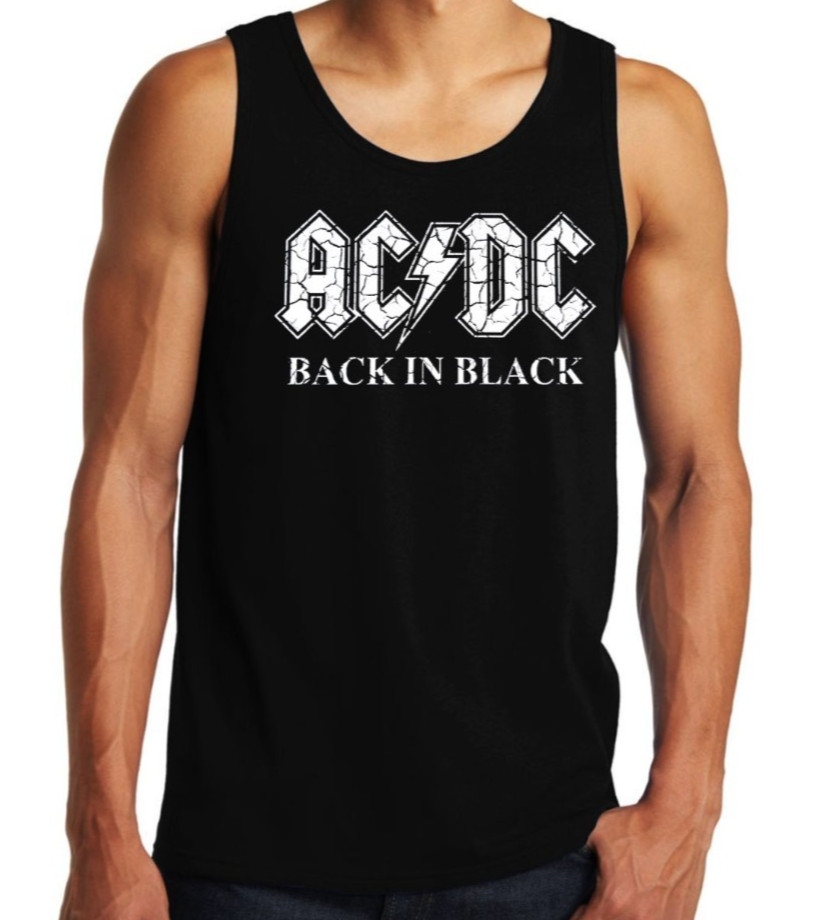 AC/DC Back in Black Rock Band Men&rsquo;s Black Tank Tops