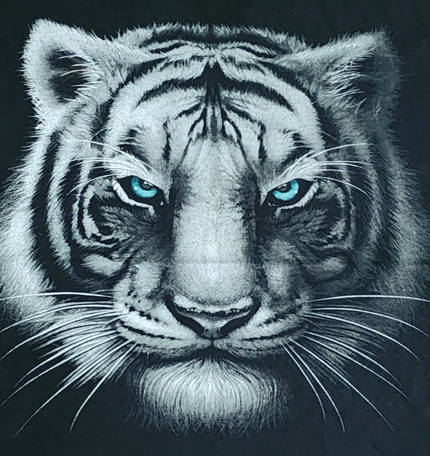 DOM White Tiger T-Shirt Sz Medium Mythical Feline Blue Eyes Urban Street Tee