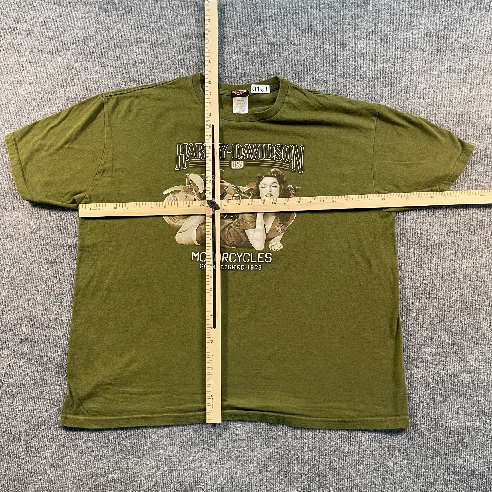 Harley-Davidson Motorcyle Shirt 2XL 26×29 Green Quantico Virginia