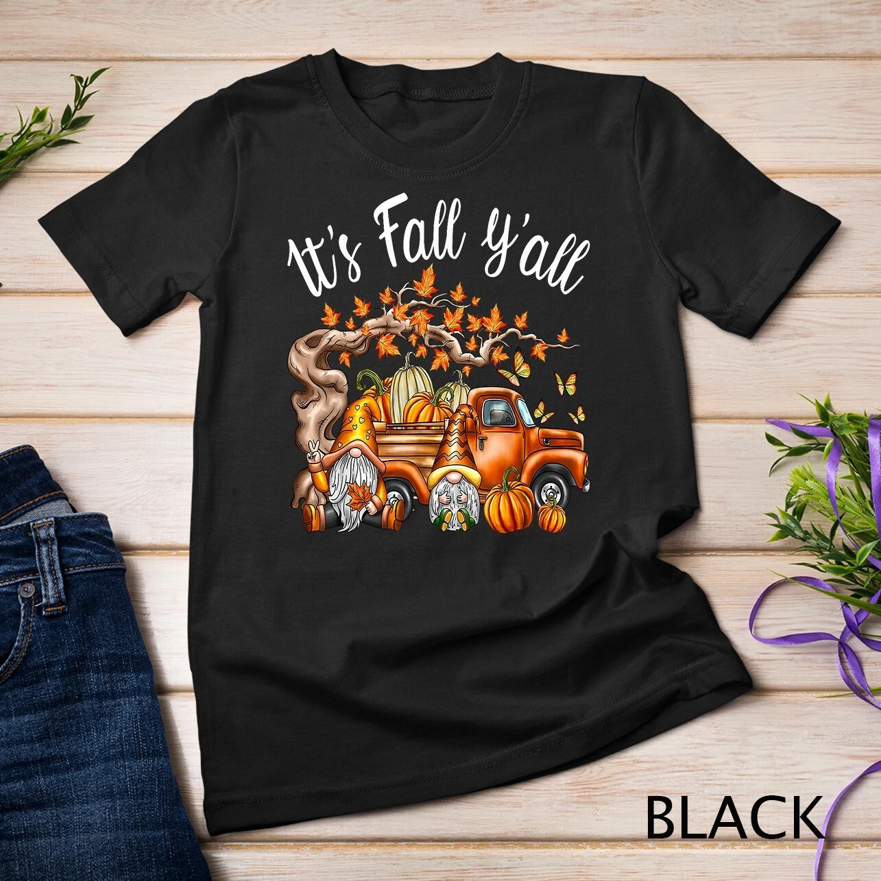 It&rsquo;s Fall Y&rsquo;all Gnome Pumpkin Autumn Leaves Thanksgiving Unisex T-shirt