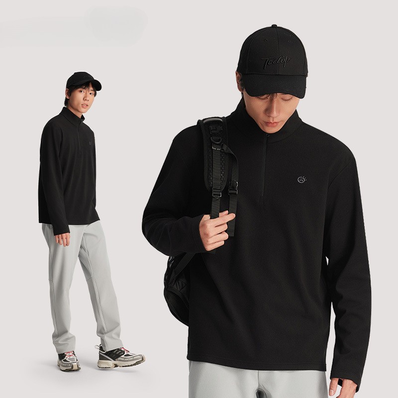 New High Quality Men Solid Color Long Sleeved T-Shirt Half High Neck Undershirt