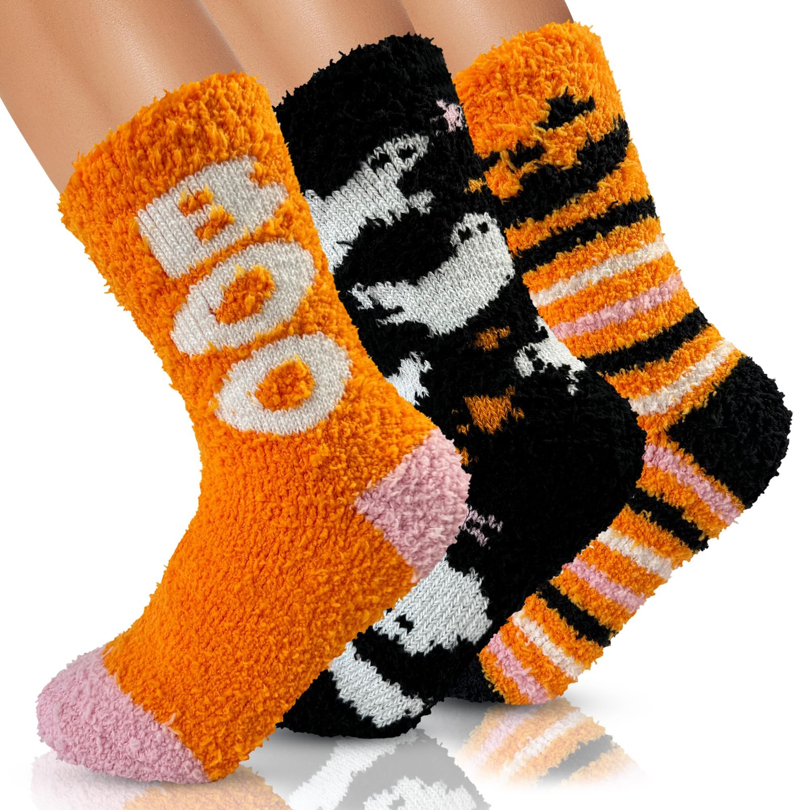 Halloween Fuzzy Socks 4X Thicker Cozy Fluffy Warm Fall Winter Gift Spooky