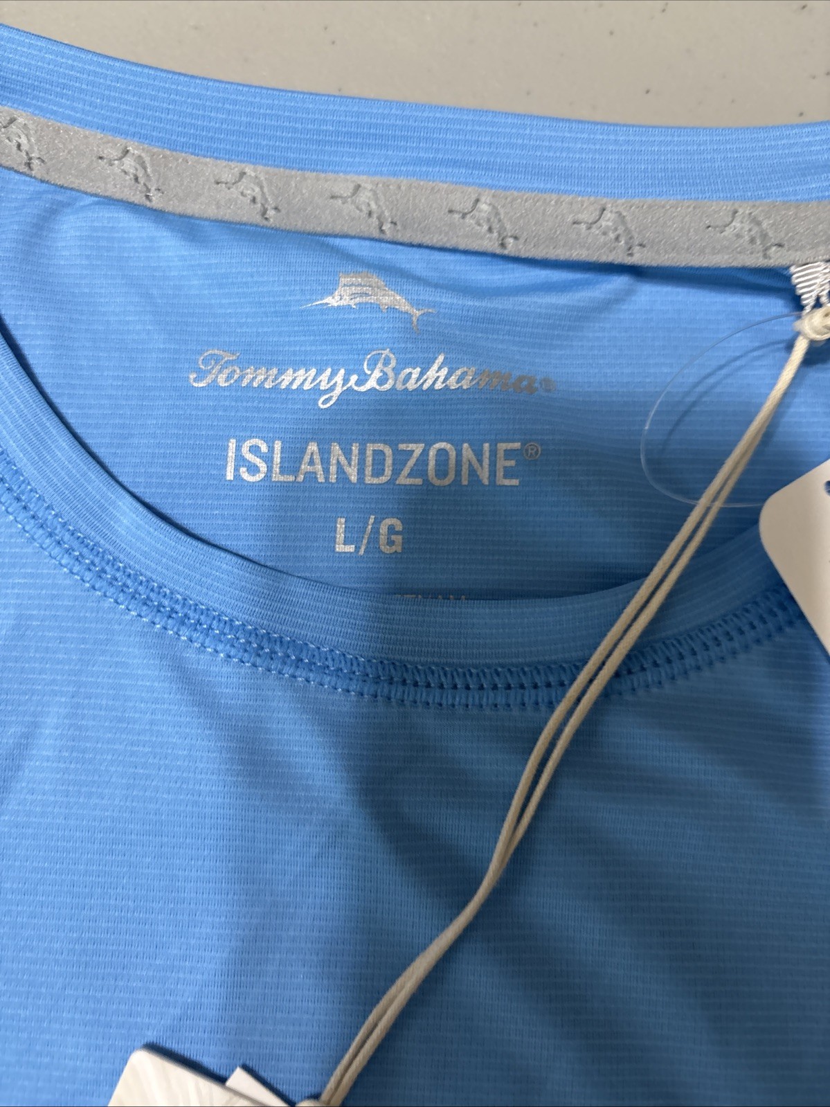 Tommy Bahama T Tee Shirt Chill Time Surf Crew Performance Blue NWT L Island Zone
