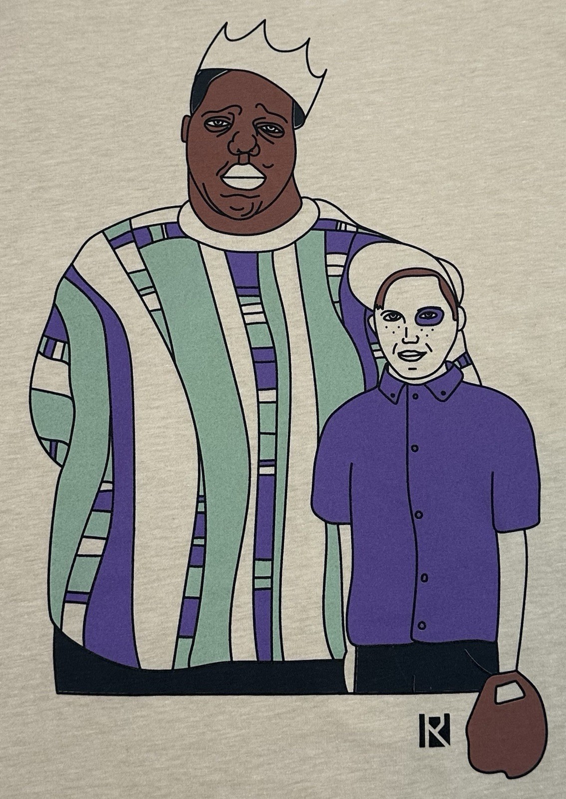 ROUTINE BASEBALL Size Medium Beige Biggie Smalls Sandlot T-shirt NWT