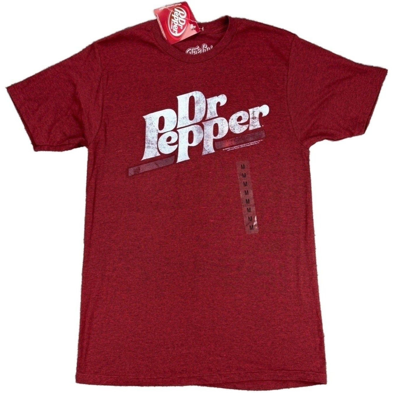 NEW Dr Pepper Logo Men&rsquo;s M Red Heather T-Shirt Tee Luv Graphic Cotton Blend