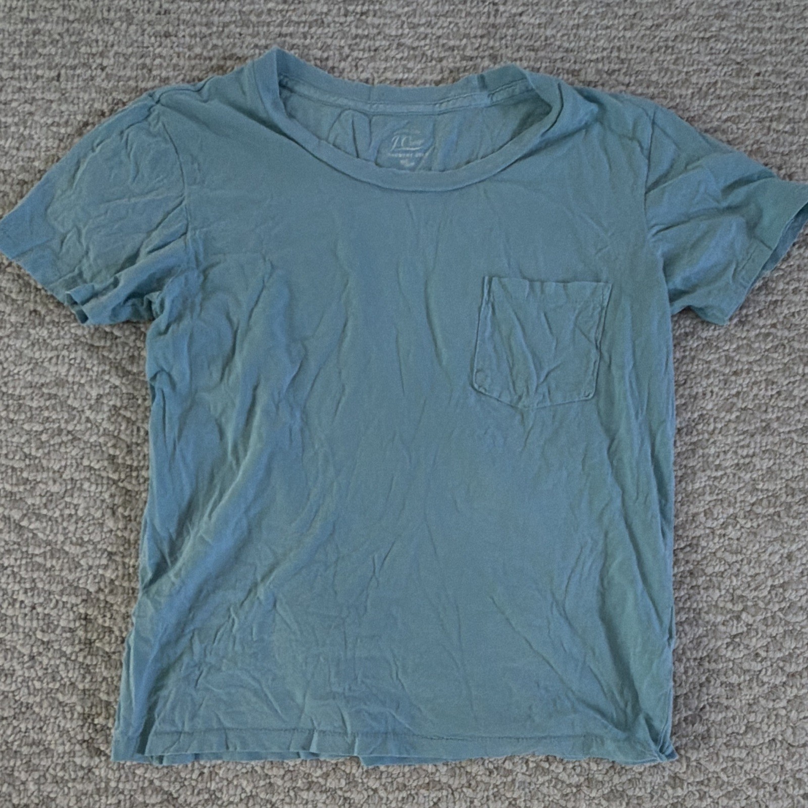 J.Crew Men&rsquo;s Blue Solid Cotton Jersey Crew Neck Pocket Tee Short Sleeve M