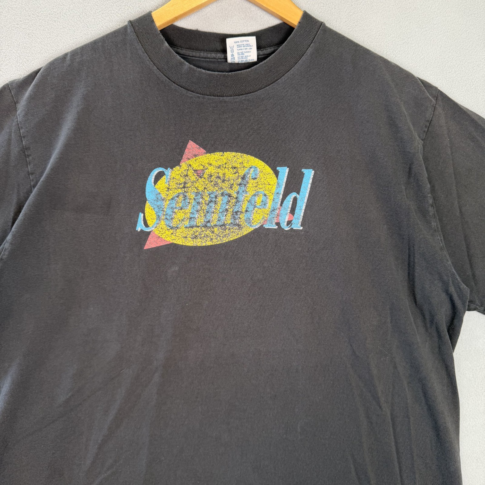 VTG 90s Seinfeld T Shirt Mens XL Black Fade Promo Single Stitch USA Thin Cotton