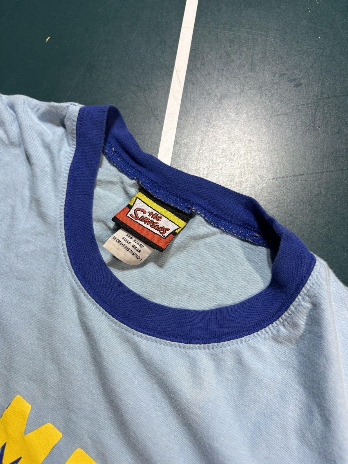 Vintage The Simpsons Homer Simpson Ringer T Shirt Size Large Blue Y2K Graphic